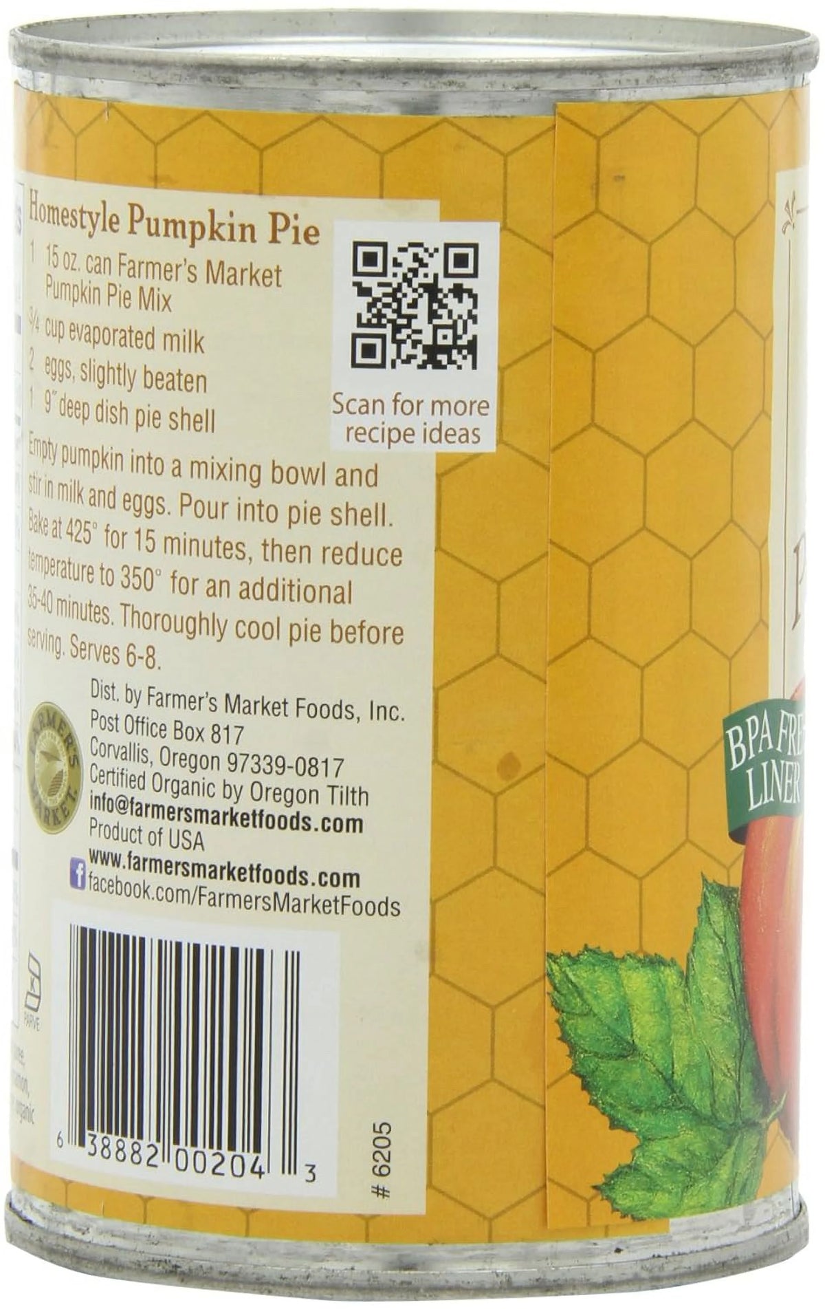 Organic Canned Pumpkin Pie Mix 15-Ounce Cans Pack Of 12 L694