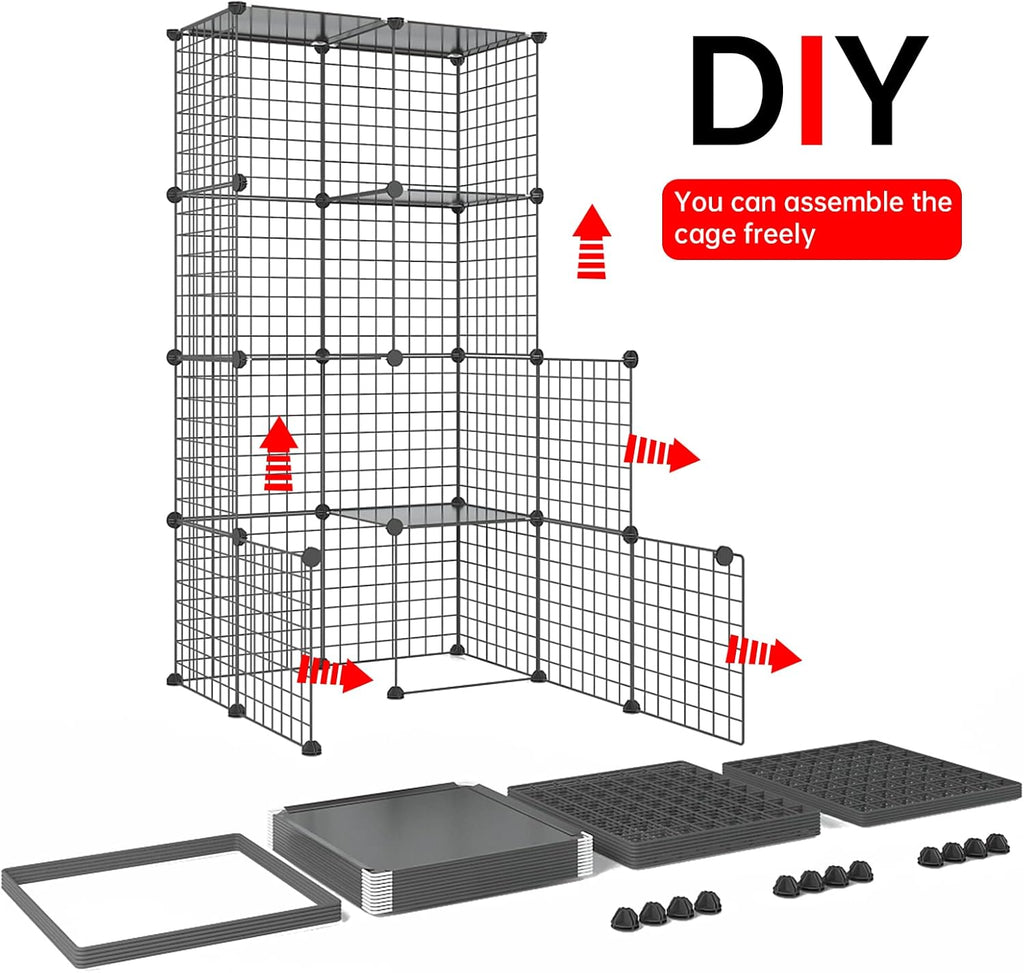 Large Cat Cage Indoor DIY Cat Playpen Detachable Metal Wire Kennels Crate F87364