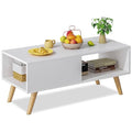 Wood Aesthetic Coffee Table with Storage, 39.4 * 19.7 * 18.5 in (Rust Brown) U441
