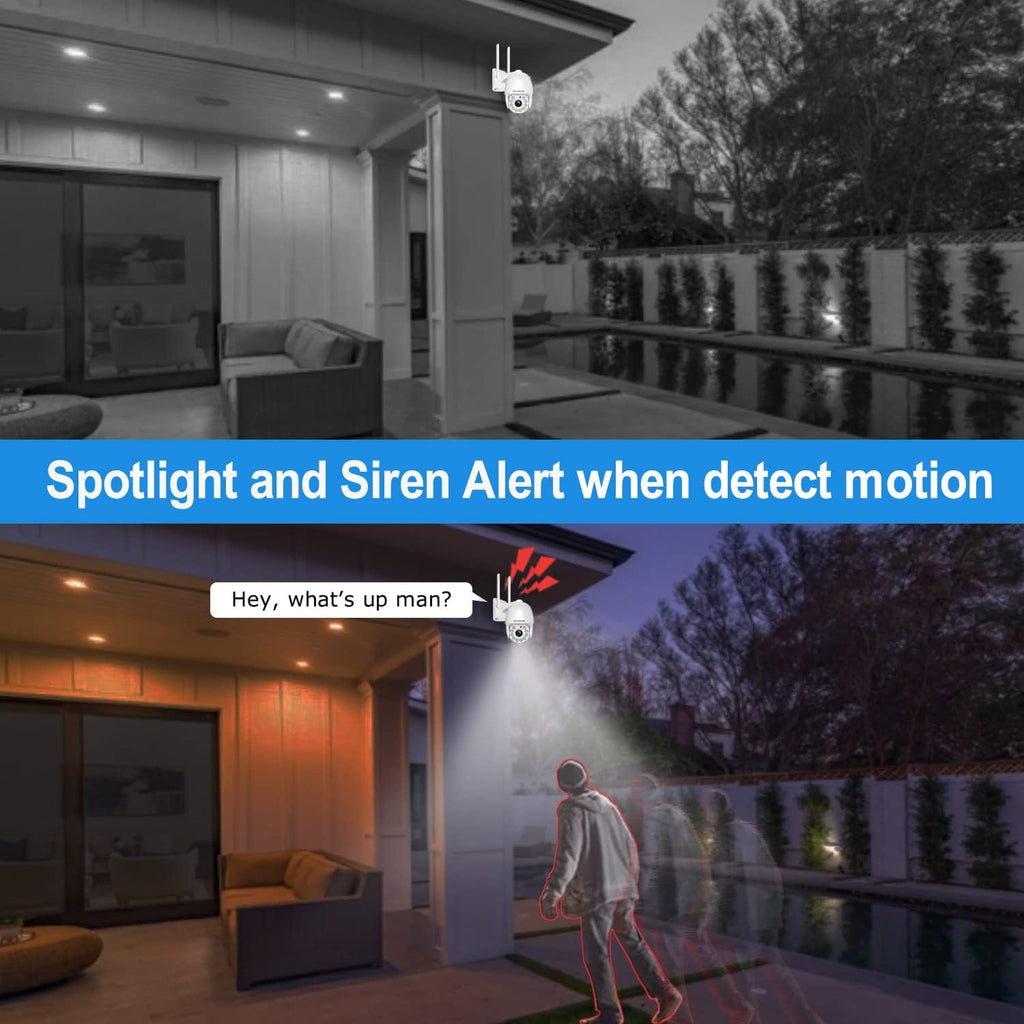 Outdoor WiFi IP Security Camera with Floodlight and Color Night Vision T30812