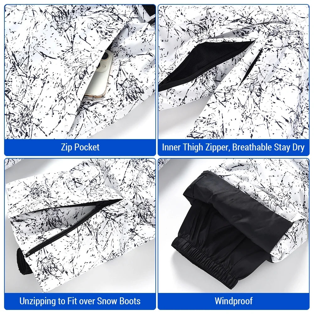 Waterproof Ski Pants with Adjustable Waist and Reinforced Knees J6218