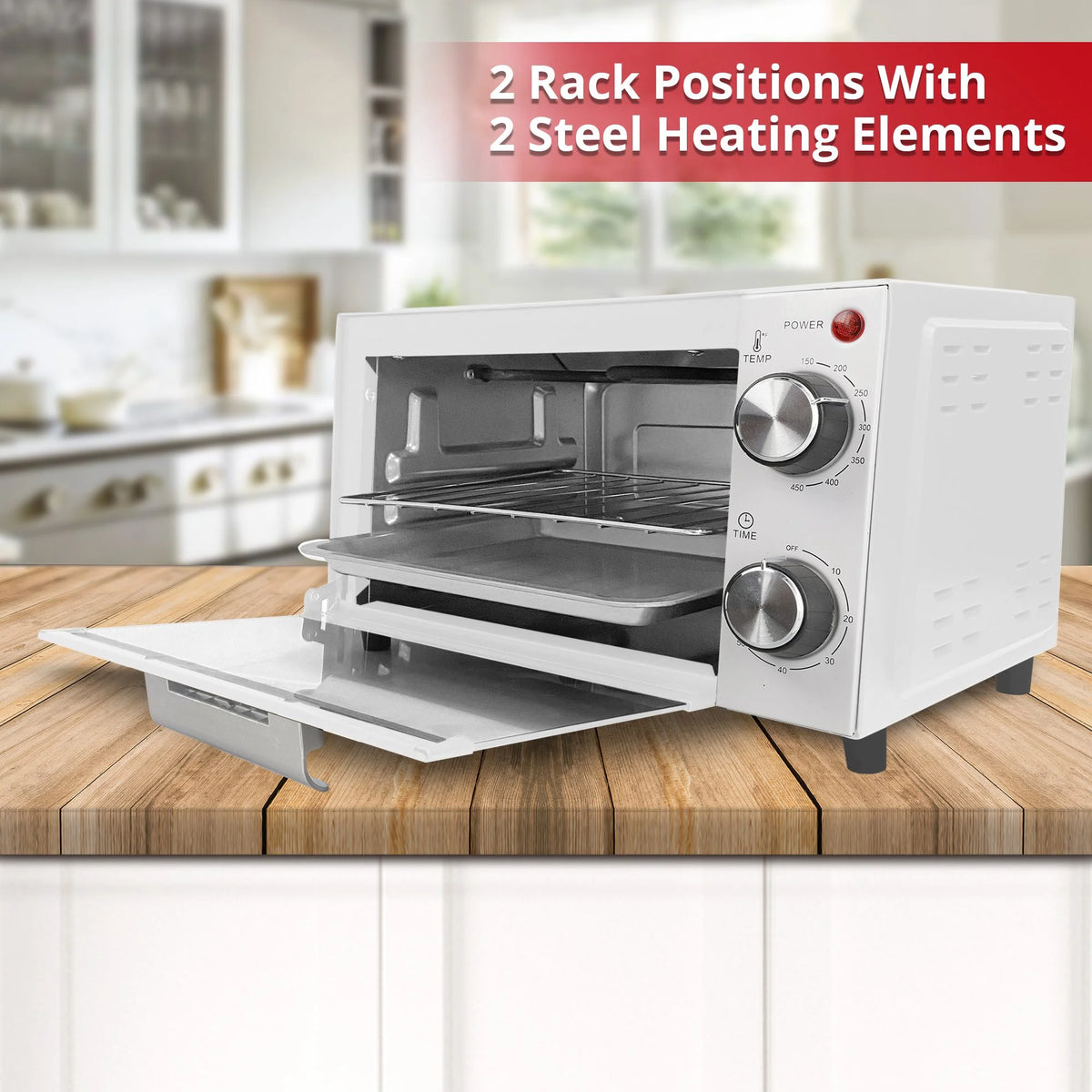 750W Red 4 Slice Toaster Oven with Baking Tray K52980
