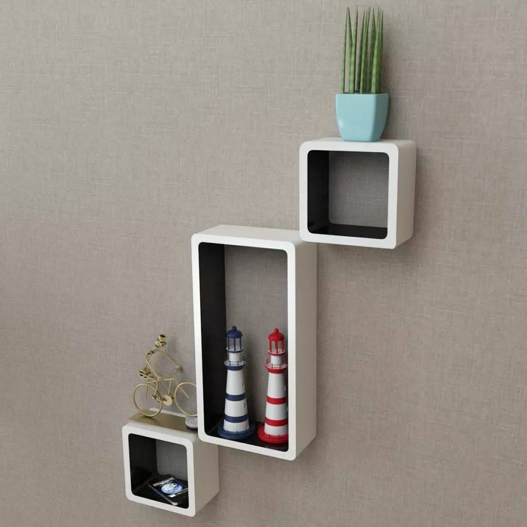 White and Pink Wall Cube Shelves 6 Pcs M8205