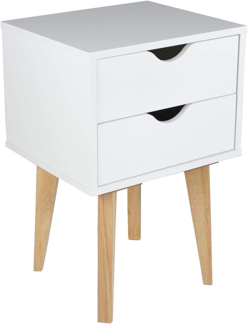 Black Two Drawer Wood Nightstand E635