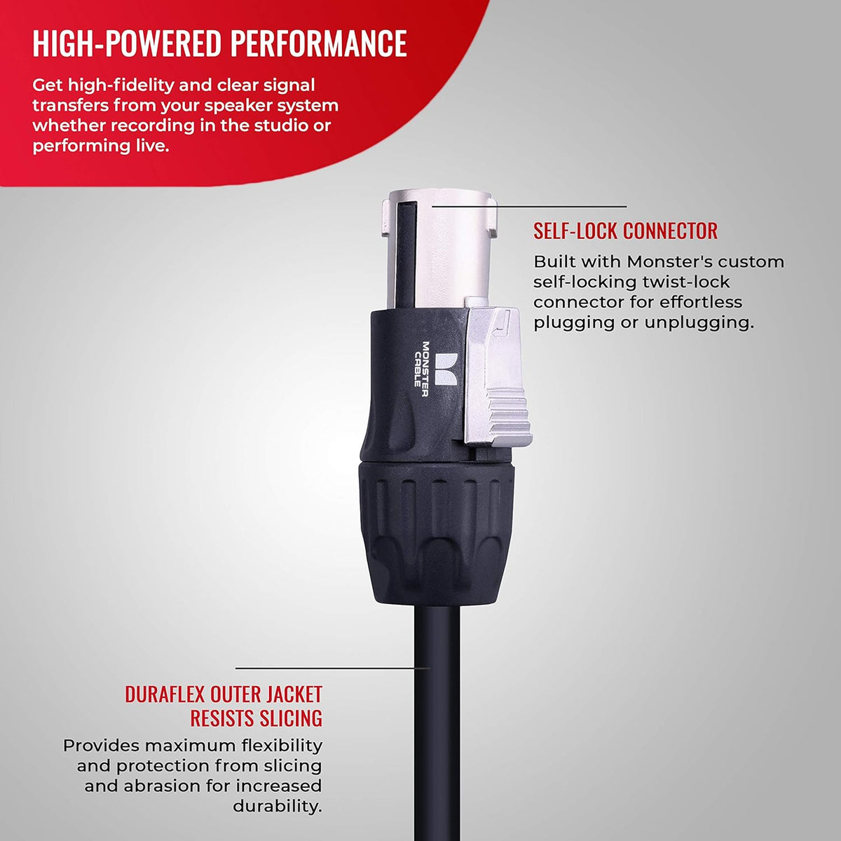 Speaker Cable with Speak,On Connectors, 3 ft W447997