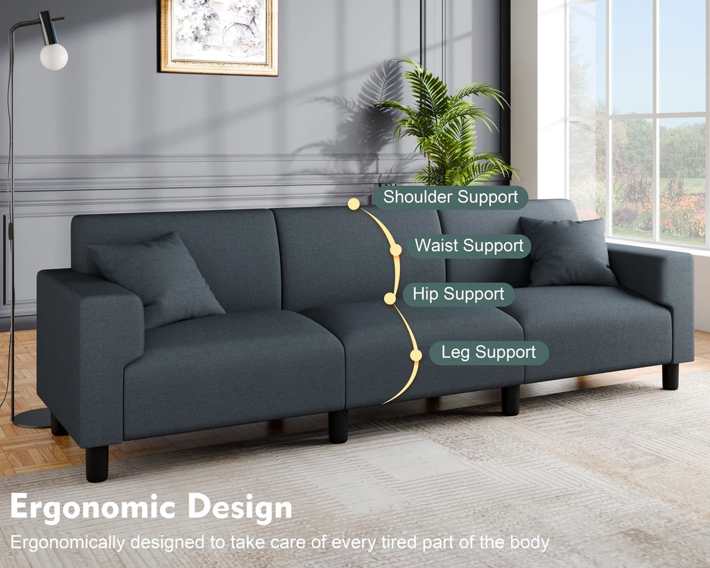 Dark Grey 3-Seater Sofa with Two Pillows D180163