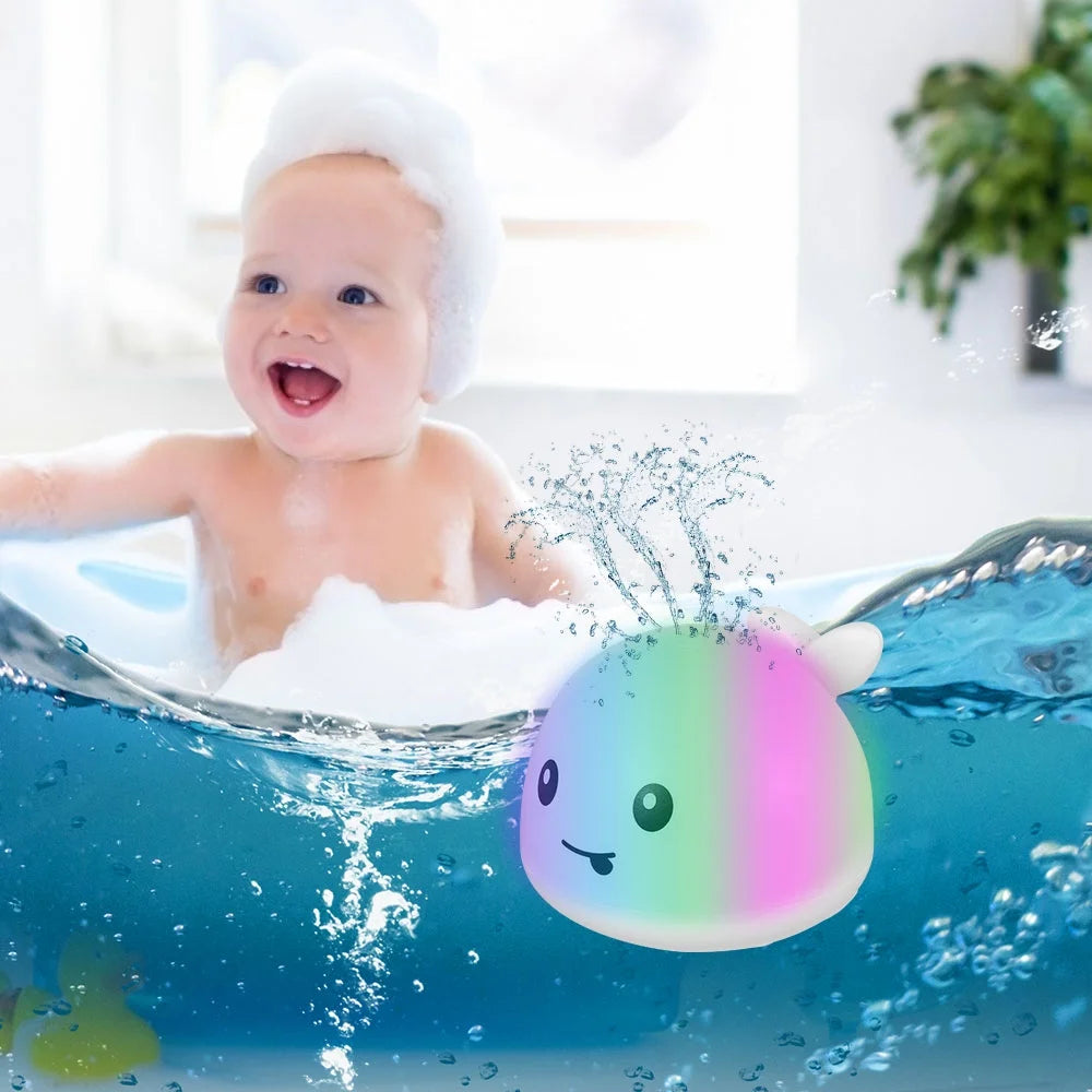 White/Gr Baby Bath Toy Light up Whale Sprinkler Bathtub Toy with LED Light G483853