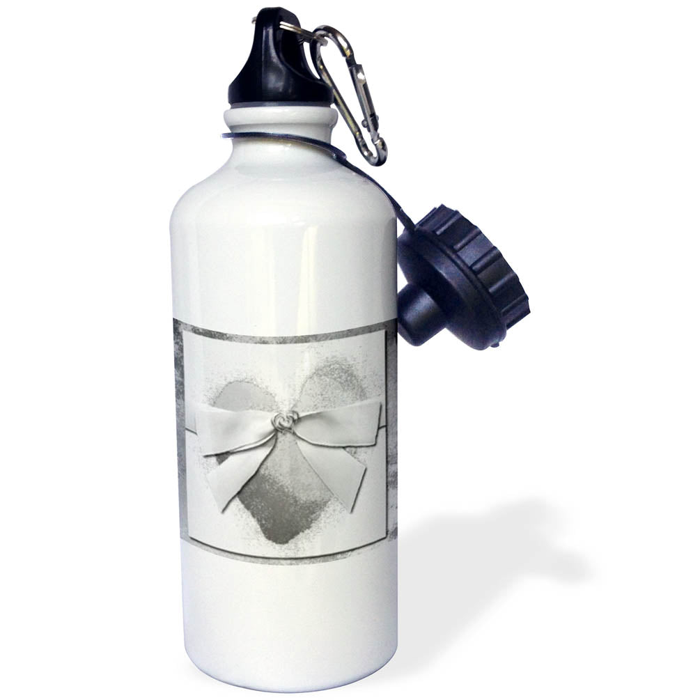 Silver Hearts on Silver Heart with Bow 21 oz Sports Water Bottle C44343