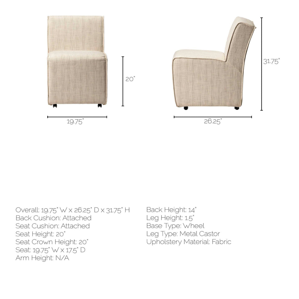Cream-Toned Fabric Dining Chair with Wooden Base C433