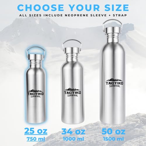 50 oz Stainless Steel Water Bottle with Sleeve and Strap H6148