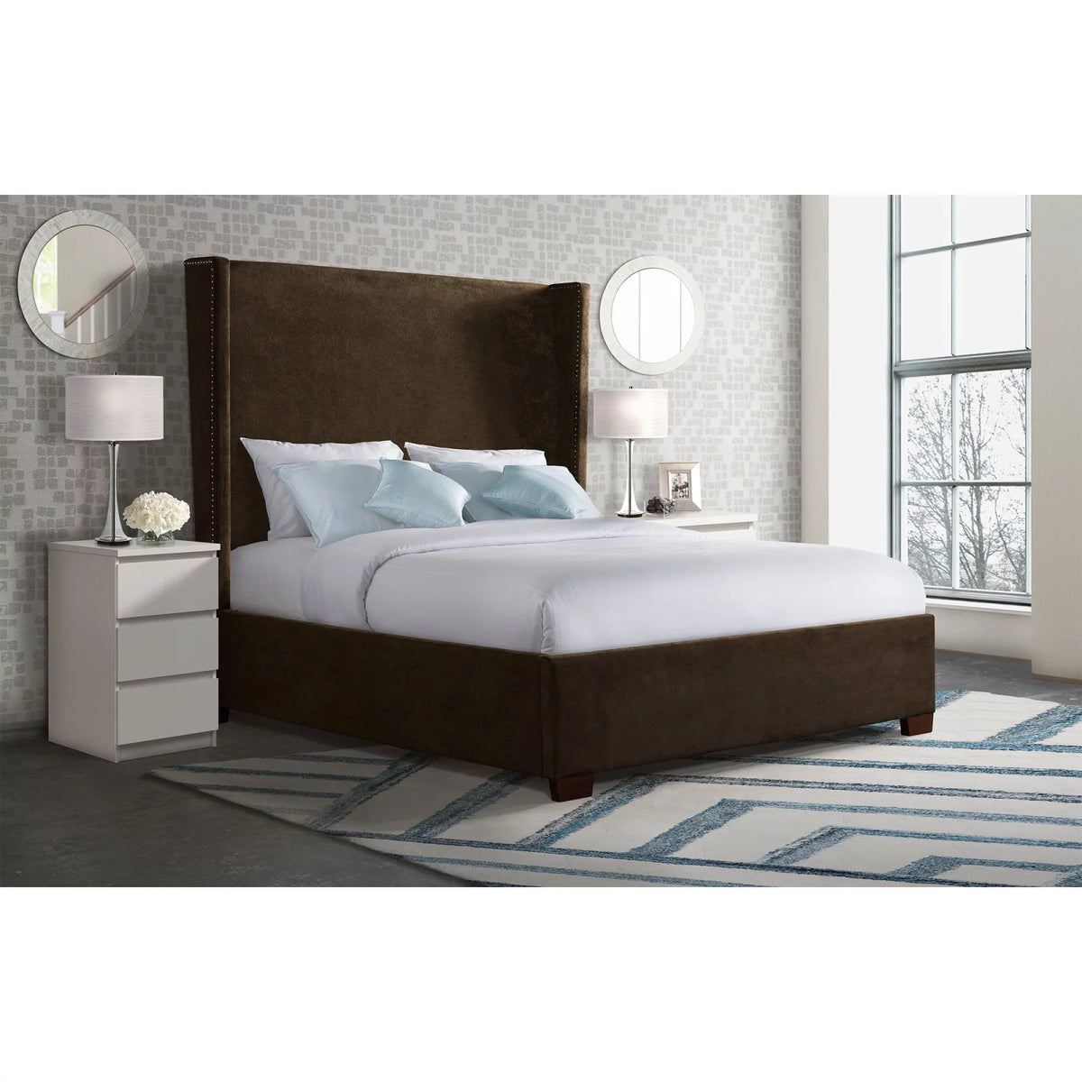 Queen Upholstered Bed Y859