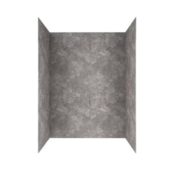 32 in. x 60 in. 4-Piece Glue-Up Alcove Bath Wall in Gray Concrete Y506