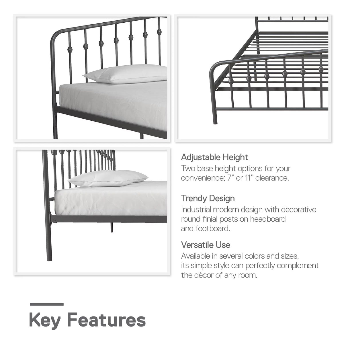 Queen Black Metal Bed E52928