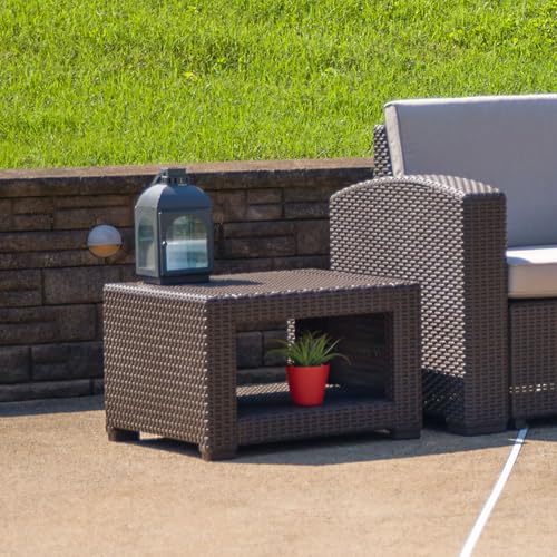 Chocolate Brown Faux Rattan Coffee Table M731786