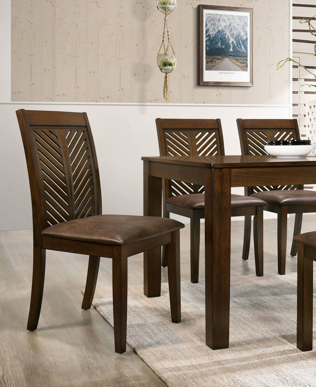 Padded Side Chairs, Set of 2, Walnut, Brown Q864675