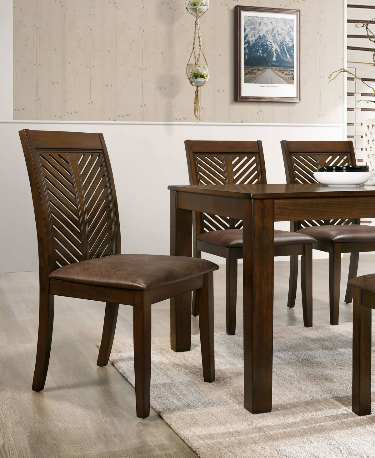 Padded Side Chairs, Set of 2, Walnut, Brown Q864675