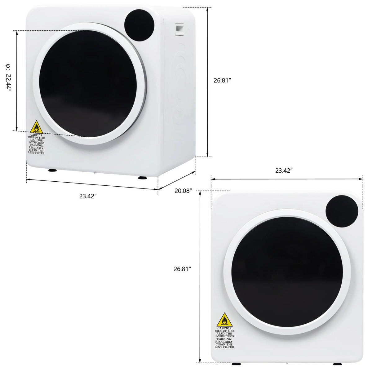 White Compact Electric Drum Dryer F169