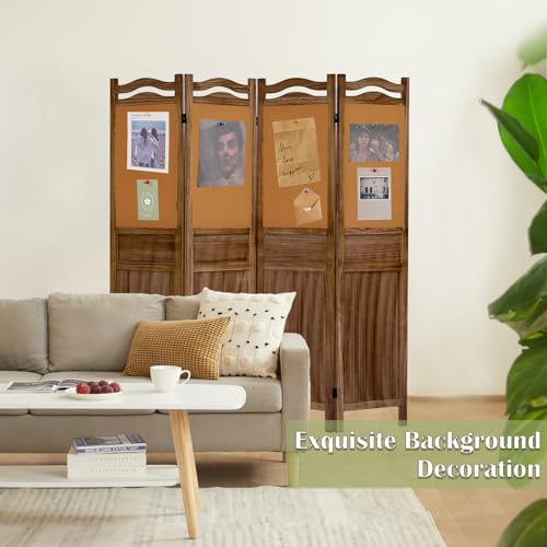 6 Panel Wood Room Divider, Light Brown I22160