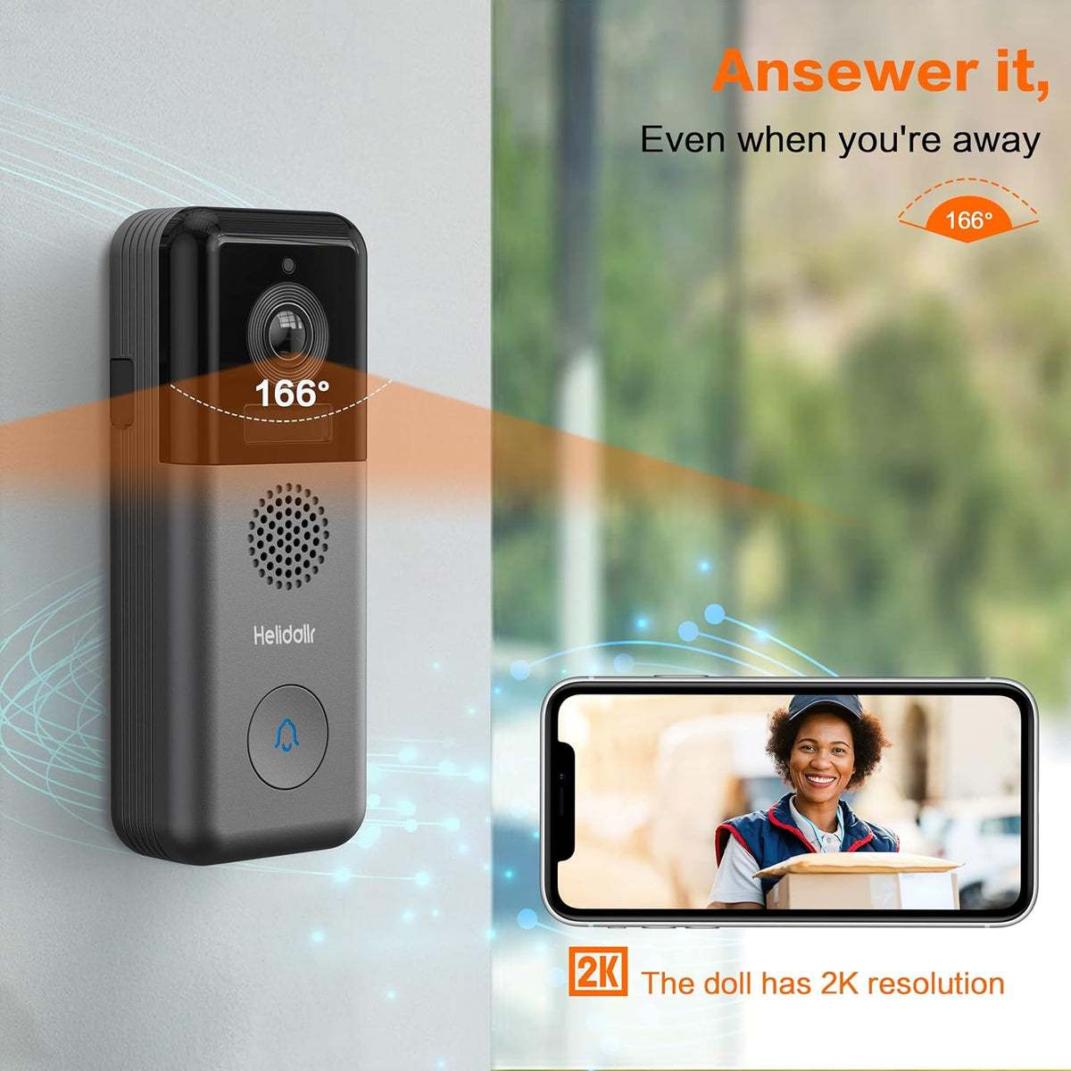 2K Wireless Video Doorbell Camera with Night Vision E698511