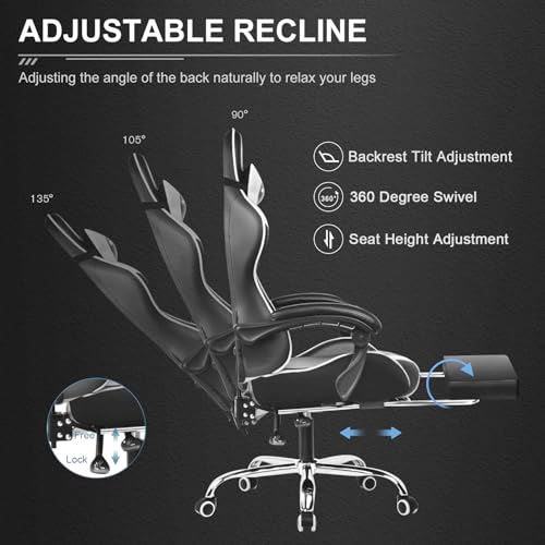 Gaming Chair with Footrest and Lumbar Support Y1591