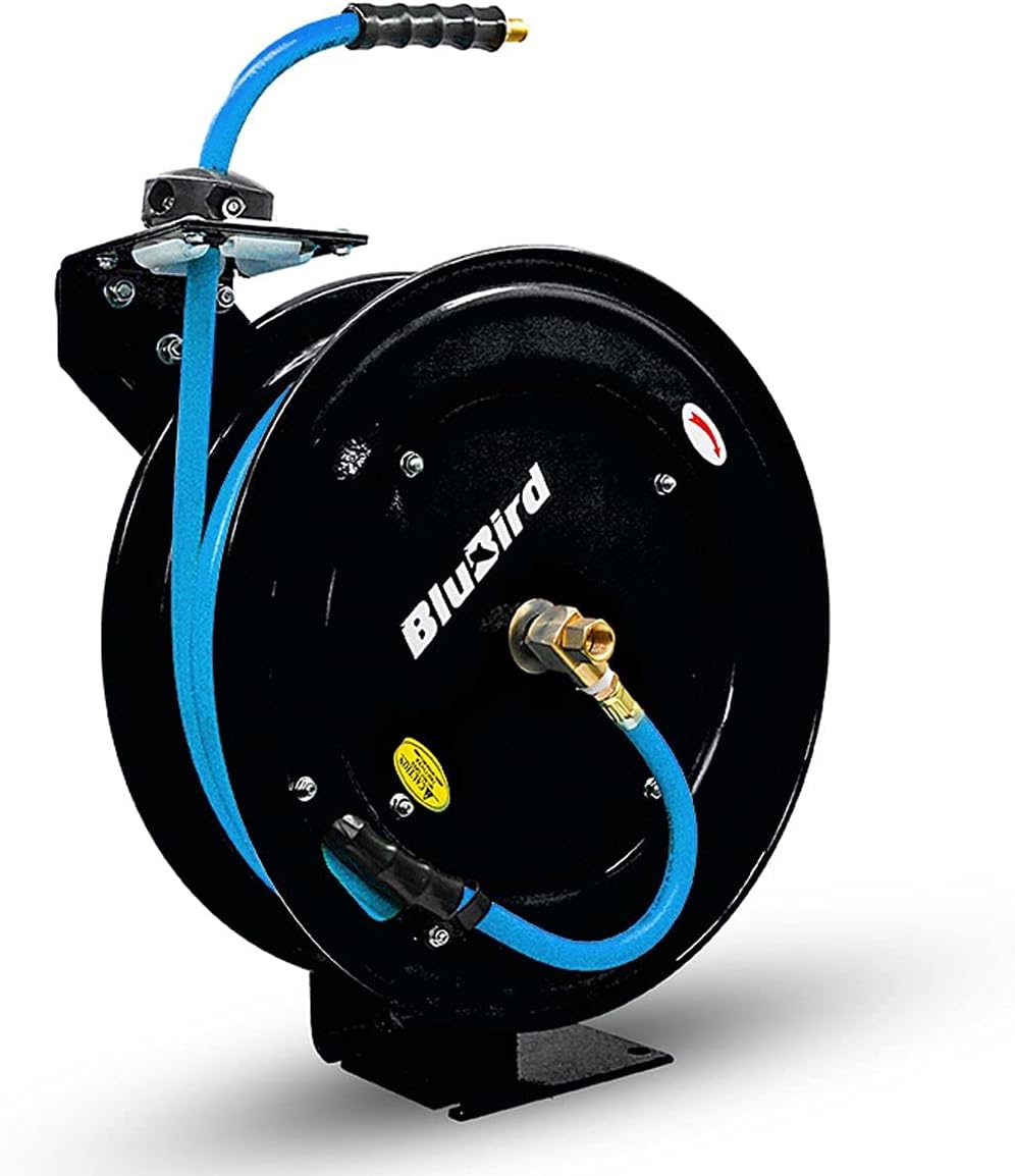 Retractable Hose Reel with 1/2" X 50' Air Hose, 300 PSI D736