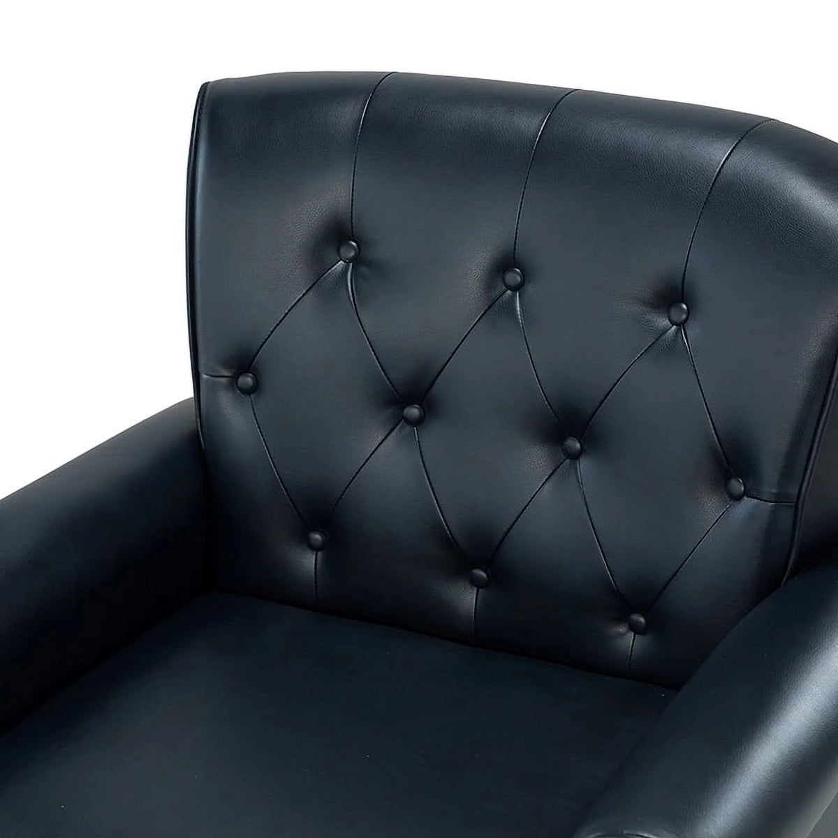 Navy Mid-Century Upholstered Accent Armchair with Wooden Legs U6154
