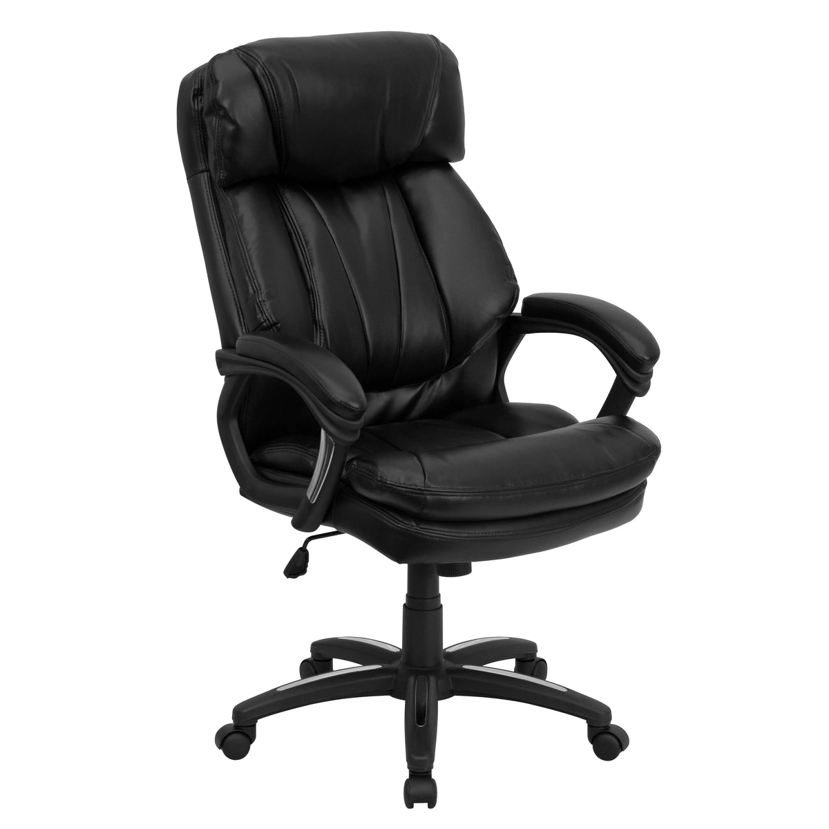 Black LeatherSoft Swivel Office Arm Chair I43887