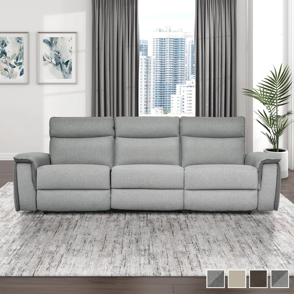 Dark Brown Leather Polyester Double Reclining Sofa U413