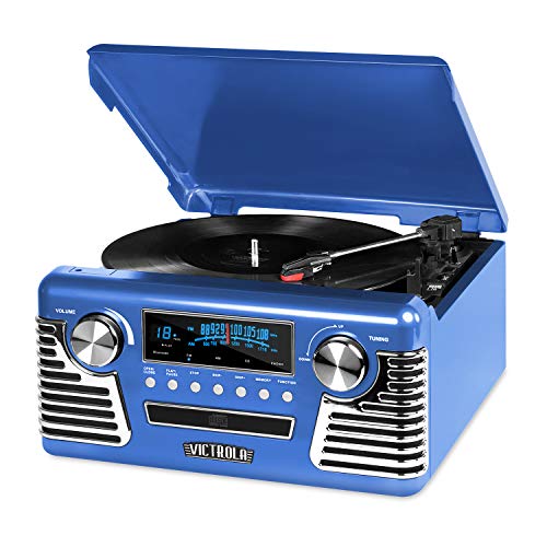 Black 3-Speed Turntable with CD Player, AM/FM Radio, Bluetooth Y13955