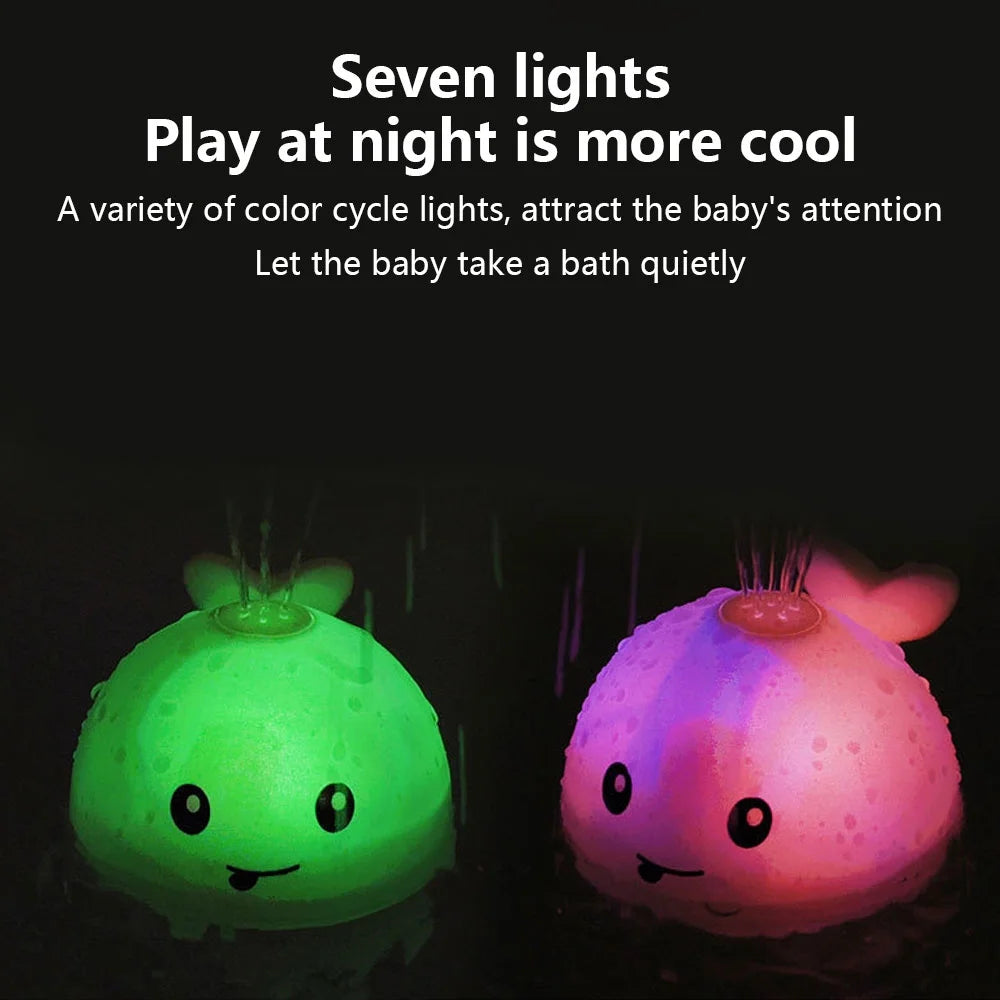 White/Gr Baby Bath Toy Light up Whale Sprinkler Bathtub Toy with LED Light G483853