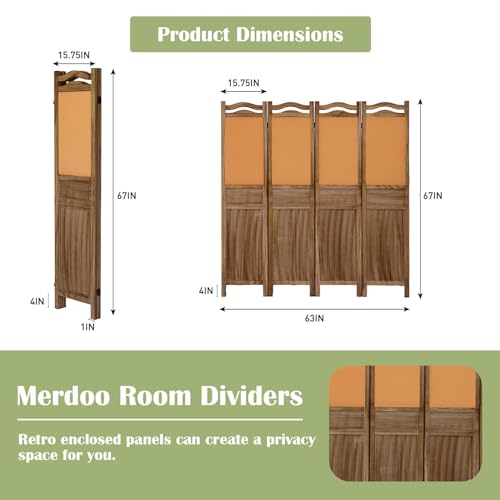 6 Panel Wood Room Divider, Light Brown I22160