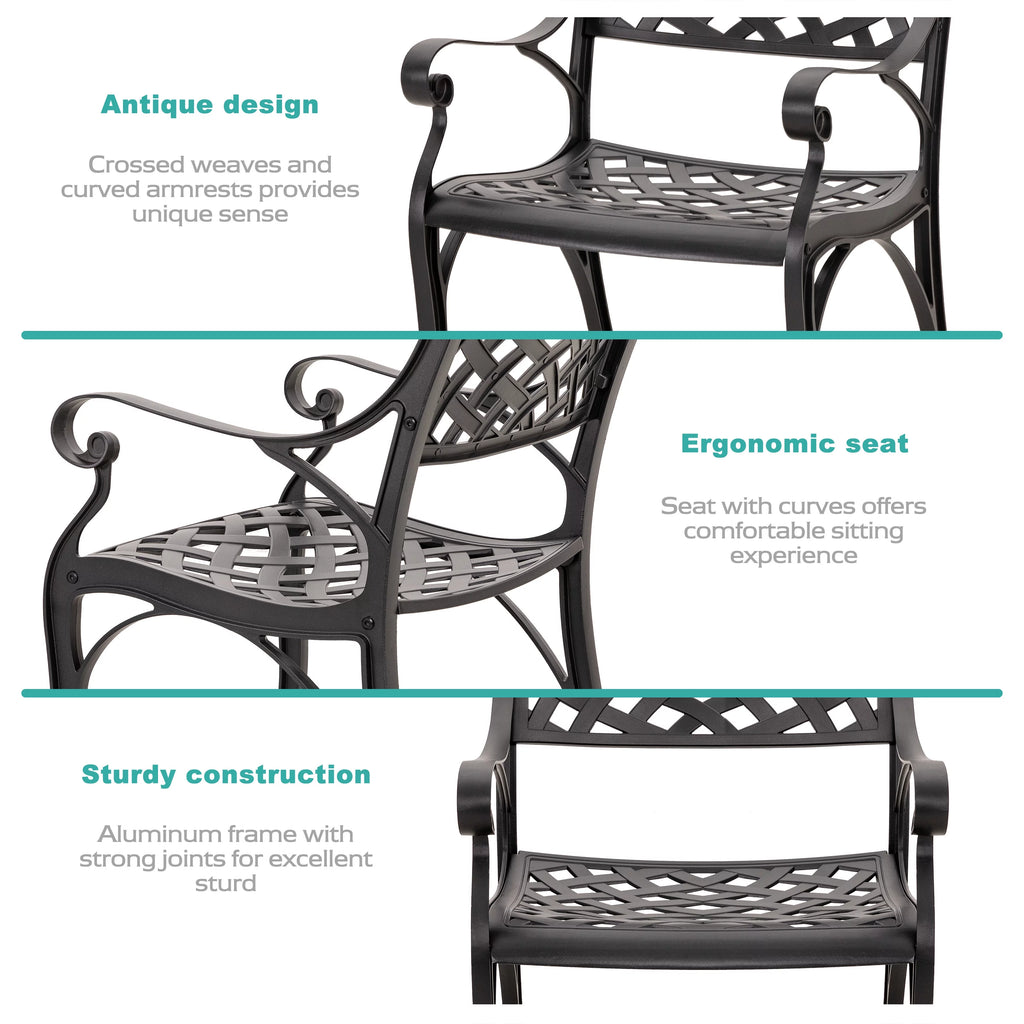 3 Piece Aluminum Patio Bistro Set with Umbrella Hole Z7701
