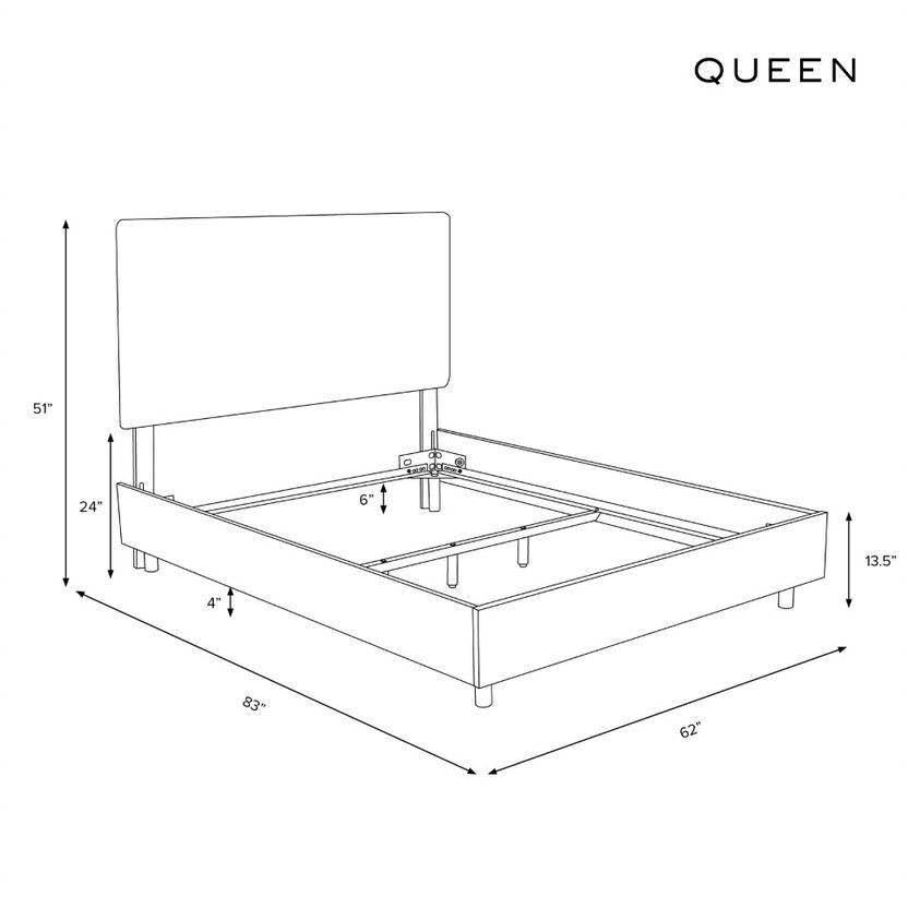 Navy Linen Queen Box Seam Bed Y989