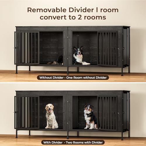 63 Inch Wooden Dog Cage with Divider T666