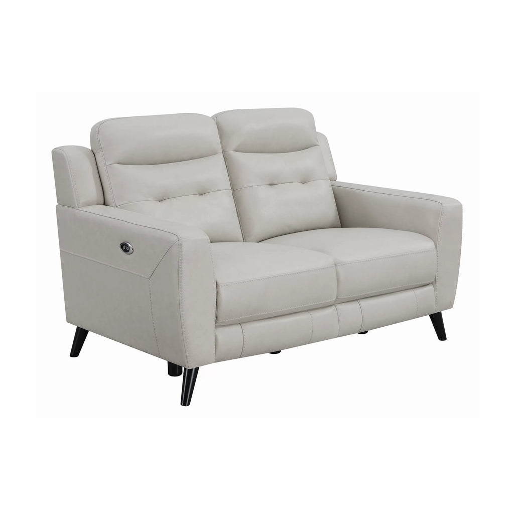 Beige Leatherette Power Recliner Loveseat N92971