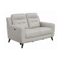 Beige Leatherette Power Recliner Loveseat N92971