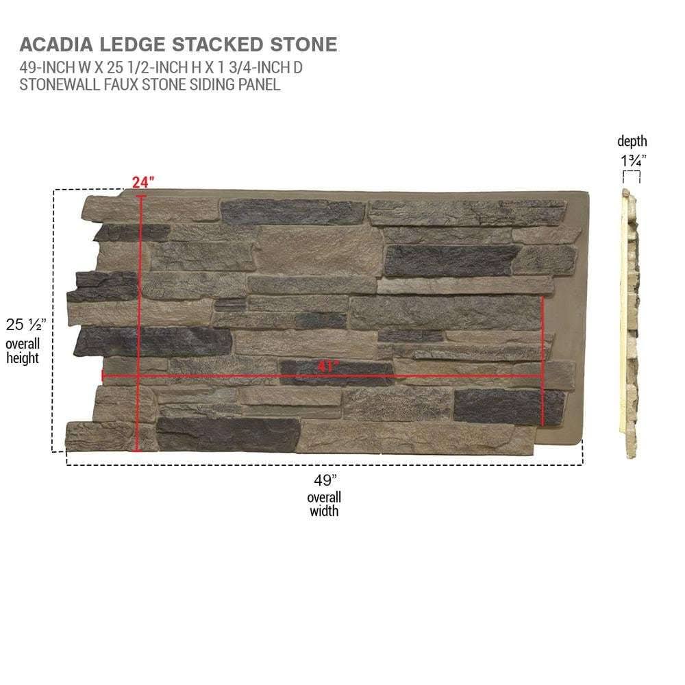 48 inch x 24 inch x 1 1/4 inch Stacked Stone Faux Stone Siding Panel C322