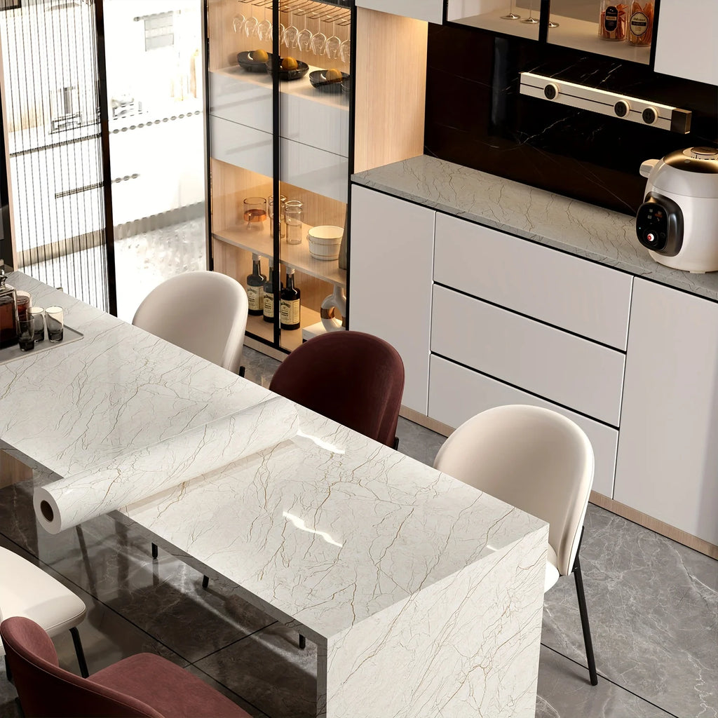 Glossy Film Marble Wallpaper Peel And Stick X2997
