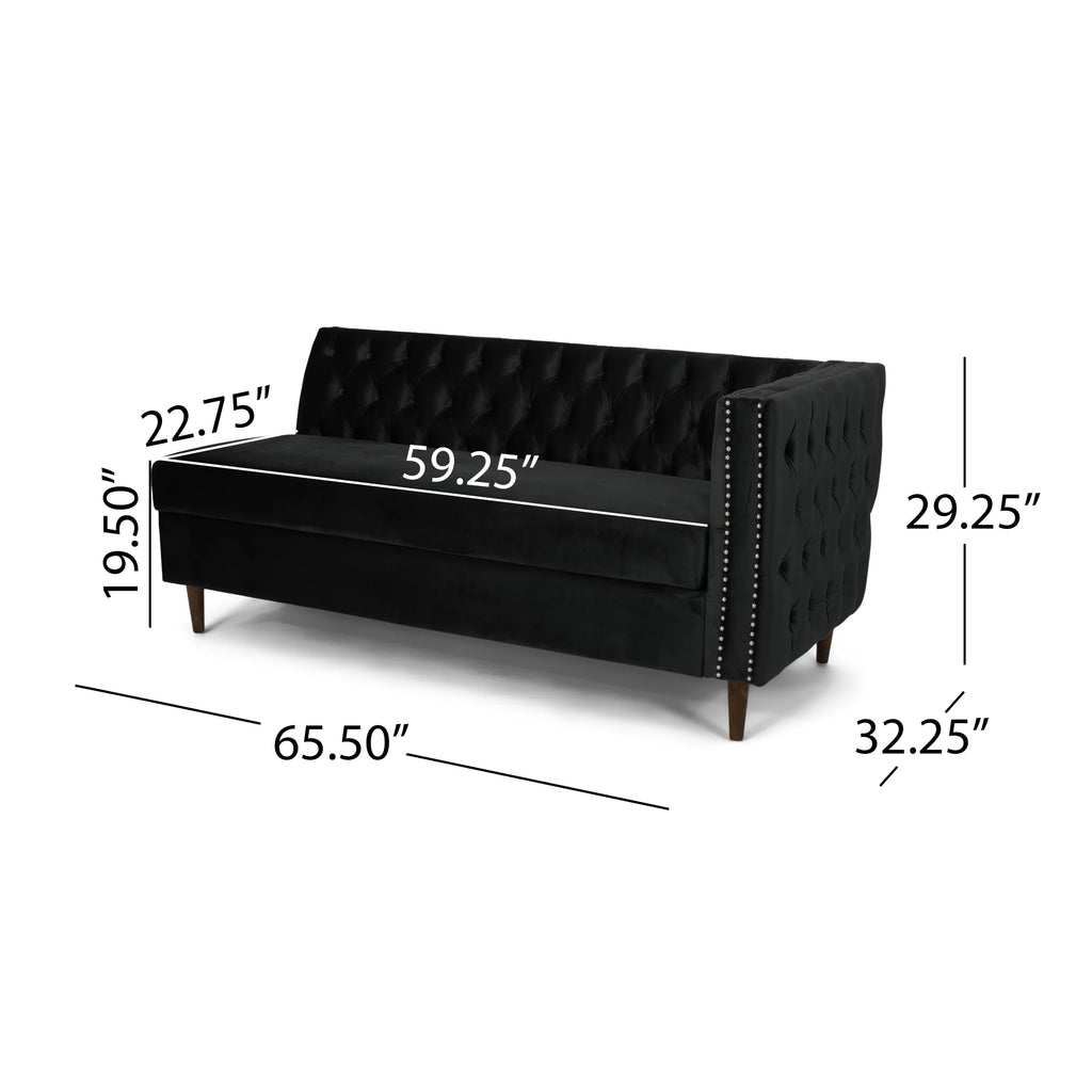 Black Velvet Sectional Sofa with Storage Chaise Q272449