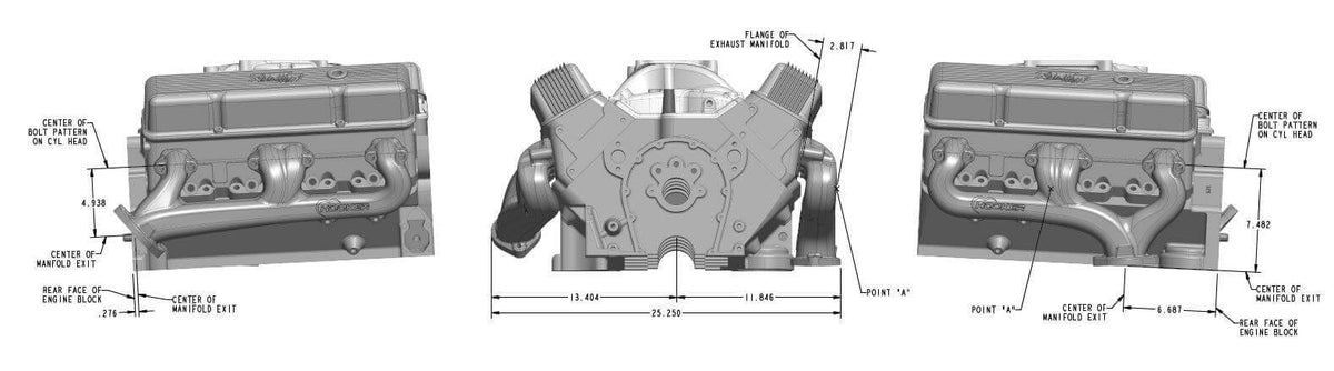 Cast Iron Exhaust Manifolds 2-1/2" Outlet Silver Ceramic Coated Y640799