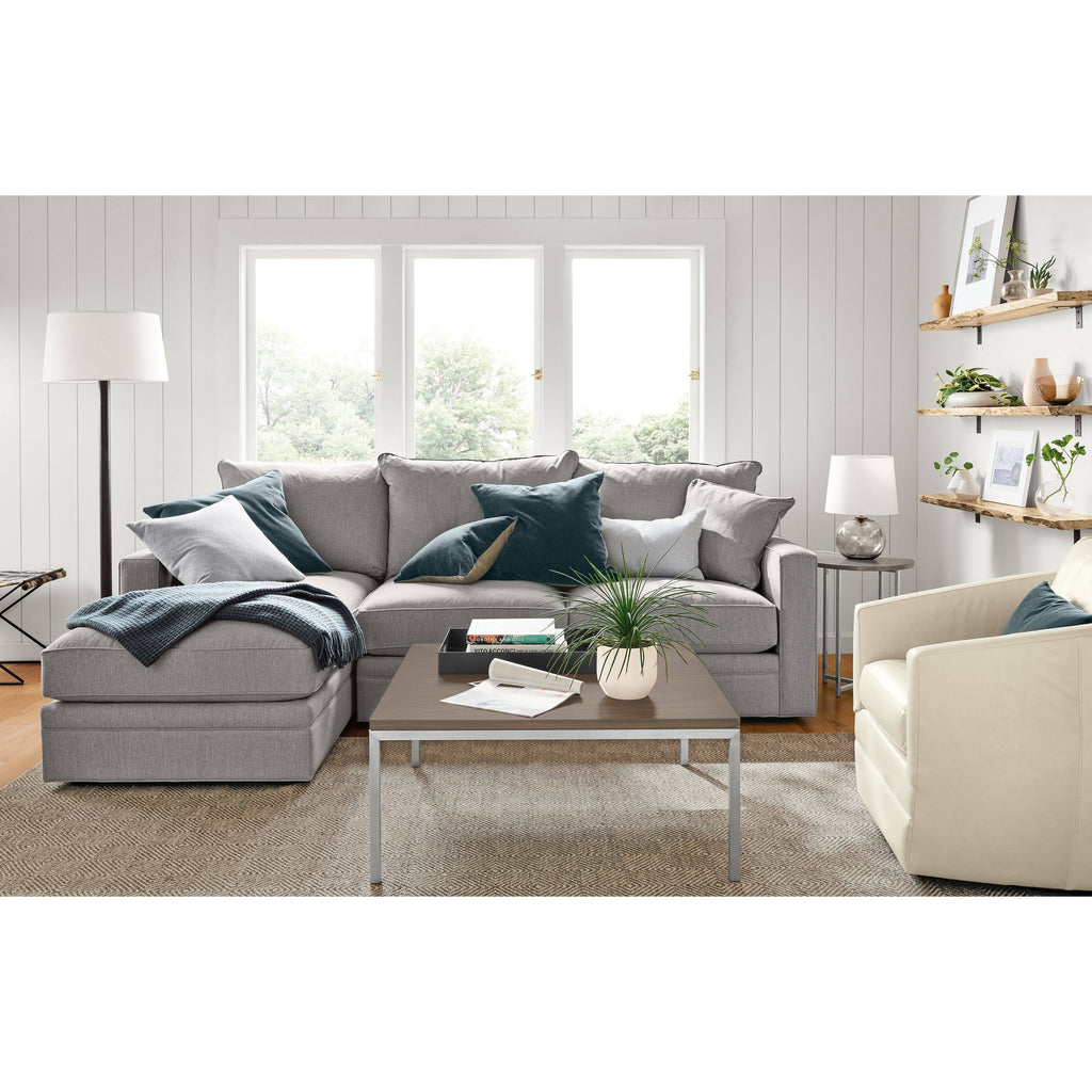 Round End Table in Stainless Steel 18 Diameter 22H Grey Light Grey Quartz Top L30276