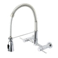 Polished Chrome Two-Handle Wall Mounted Pull-Down Sprayer Kitchen Faucet H221