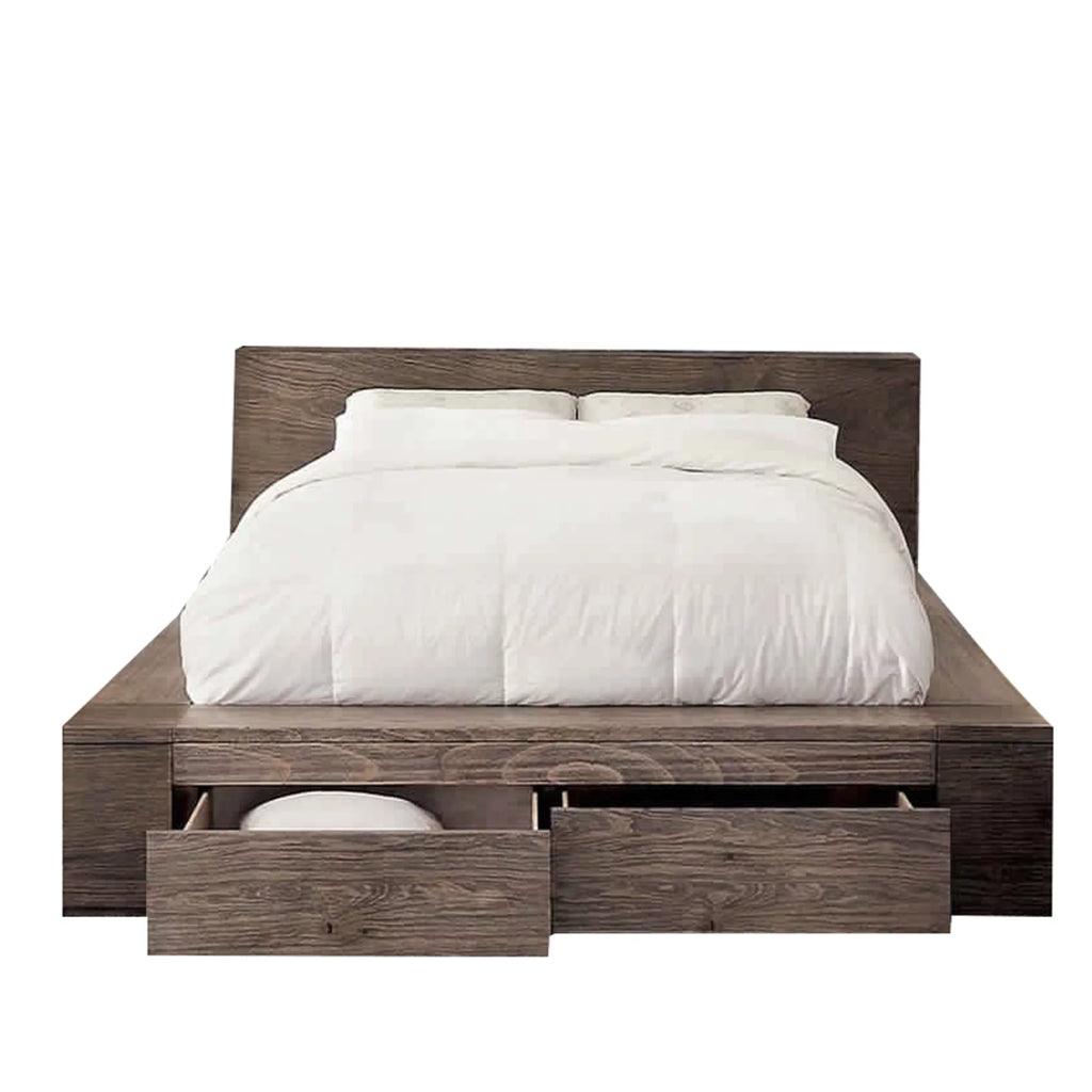 Brown Eastern King Size Wood Bed with 2 Drawers N27788