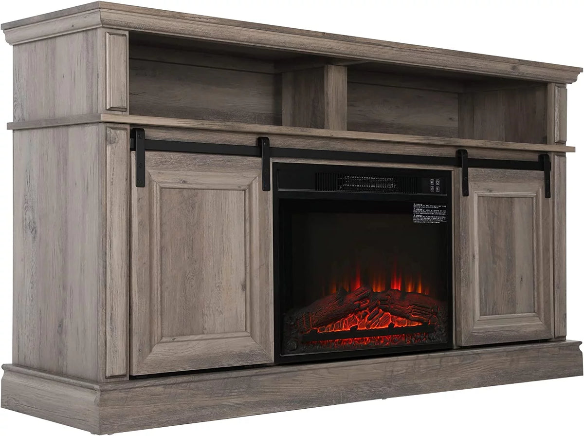58 TV Stand with Electric Fireplace, Gray B533