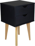 Black Two Drawer Wood Nightstand E635