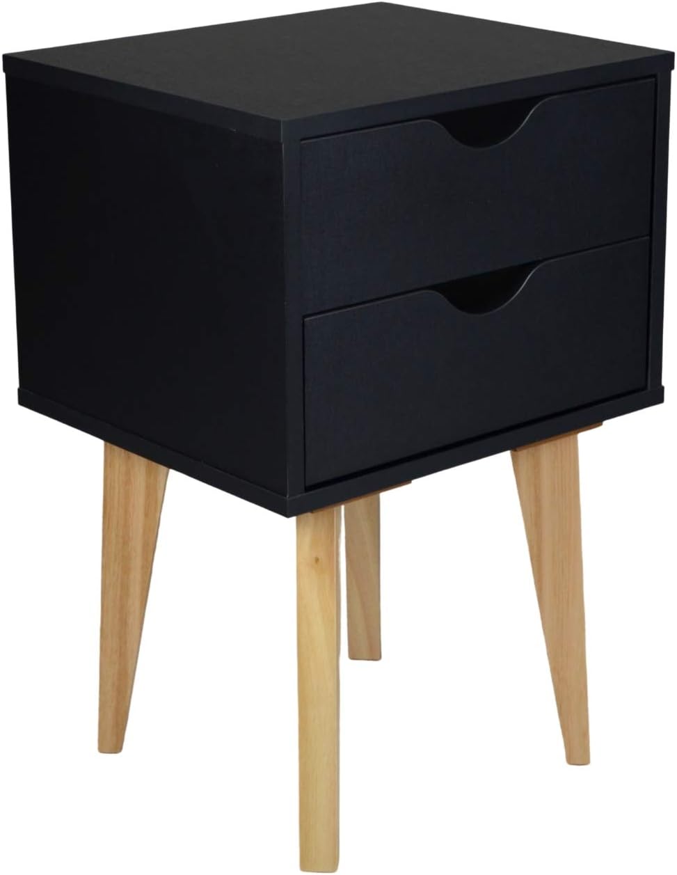 Black Two Drawer Wood Nightstand E635