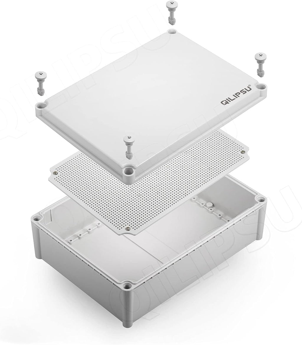 Hinged Cover Stainless Steel Latch Junction Box with Mounting Plate, ABS Plastic IP67 Waterproof Dustproof Enclosure Grey L5593