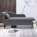 Gray Velvet Chaise Lounge Chair with Storage Z823