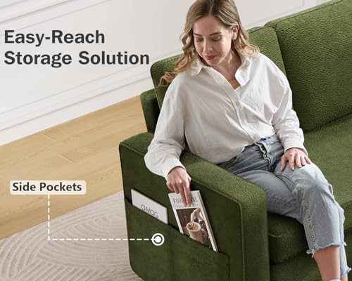 Green Chenille L Shaped Sleeper Sofa with Pull Out Bed E122