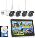 1080P Wireless Security Camera System with 1TB Hard Drive & 12 Monitor, 8CH NVR, 4pcs 2.0MP Outdoor IP Cameras Night Vision K4006